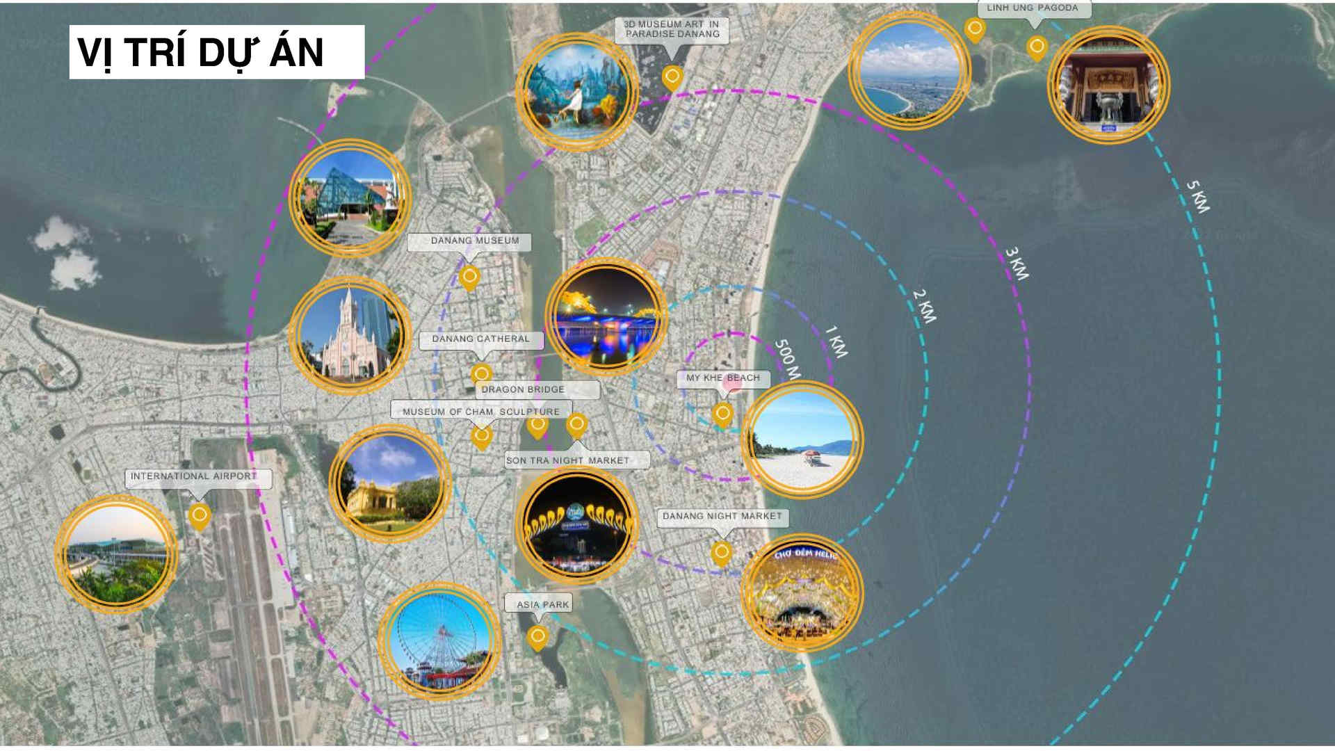 Bản đồ vị trí Da Nang Times Square CT7 nhìn từ trên cao, cận kề bãi biển Mỹ Khê và các tuyến đường lớn Phạm Văn Đồng, Võ Nguyên Giáp ở Đà Nẵng.