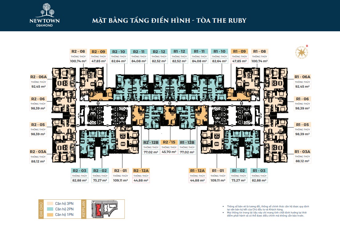 Mặt bằng tòa Ruby dự án Newtown Diamond